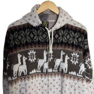 Alpaca Wool Women's Full Zip Up Hoodie from Ecuador South America Llamas Size L?